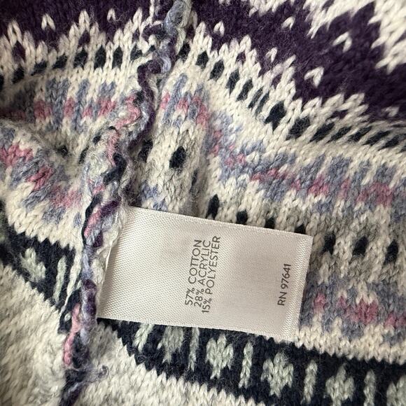 J Jill Fair Isle Hooded Sweater Stripes Women's Large Gorpcore Sustainable - Picture 6 of 9